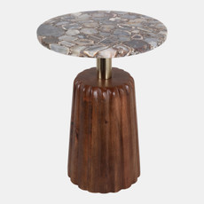 23334#22x16" Agate Top Wood Accent Table, Brown, Kd