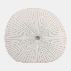 21582-07#10x9" Round Dotted Shell Vase, White/green