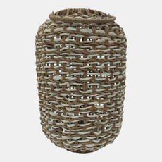 23353-01#17x12" Raffia Woven Lantern, Natural