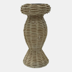 23359-01#9x4" Handwoven Raffia Pillar Holder, Natural