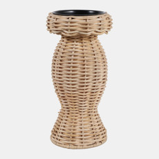 23359-01#9x4" Handwoven Raffia Pillar Holder, Natural