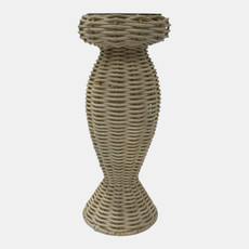 23359-02#11x4" Handwoven Raffia Pillar Holder, Natural