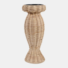 23359-02#11x4" Handwoven Raffia Pillar Holder, Natural