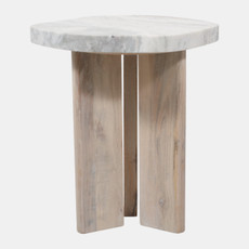 23360#22x18" Modern Marble Top Accent Table, Beige/brown