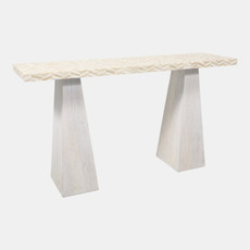 23365#55x31" Bone Inlay Top W/ Wood Legs Console Table, 