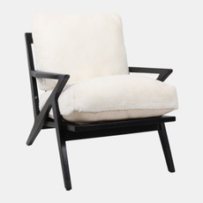23366#27x34" Faux Fur Accent Chair, Ivory/black, Kd