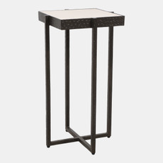 23369-01#22x12" Marble & Forged Metal Accent Table, Beige/b