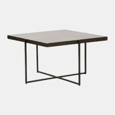 23371#31x18" Marble & Forged Metal Coffee Table, Beige/b