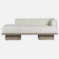 23374#79x37" Linen & Wood Chaise Lounger, Ivory