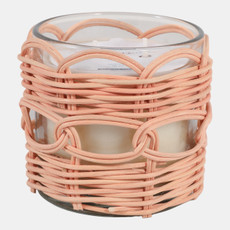 80569#4" 18 Oz Jasmine Boho Woven Candle, Natural