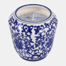 80580#5" 17.3 Oz Ocean Mist Chinoiserie Candle, Blue/wht