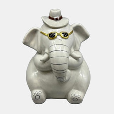 23408#6x5" Cool Elephant With Glasses, Gray