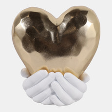 23420#8x7" Hands Holding Heart, Gold/white