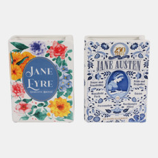 21857-03#S/2 8x6" Classic Novels Book Vase, Multi
