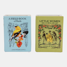 21857-04#S/2 8x6" Birds & Little Women Book Vase, Multi