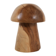 EV23432-01#11" Harvey Small Carved Wood Teak Mushroom
