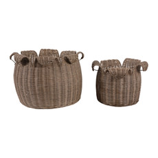 EV23438#S/2 10/12" Flora Rattan Baskets