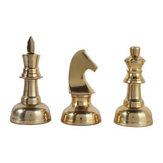 EV23487-01#S/3 10" Allistar Gold Metal Chess Statuary