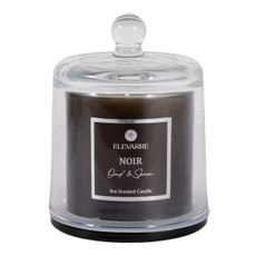 EV80586-01#5" 6oz Noir Oud And Tobacco Glass Cloche Candle