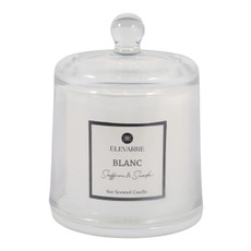 EV80586-02#5" 6oz Blanc Saffron & Suede Glass Cloche Candle 