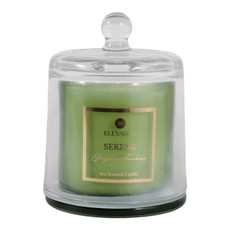 EV80586-04#5" 6oz Serene Ginger & Tambour Glass Cloche Candle