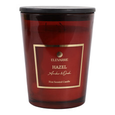 EV80587-08#7" 31oz Hazel Amber & Oak Glass Candle Wood