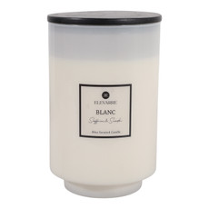 EV80589-02#10" 88oz Blanc Saffron & Suede Glass Candle Wood L