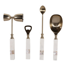 EV23517#S/4 10" Sebring Mother Of Pearl Bar Tool Set 