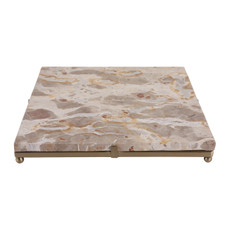 EV23521#15x15" Seville Beige Marble Tray