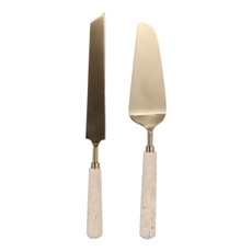 EV23525-03#S/2 13" Sheffield Travertine Cake Utensil Set 