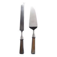 EV23530-01#S/2 11" Shreve Black Luster Glass Cake Utensil Set