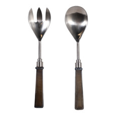 EV23530-02#S/2 11" Shreve Black Luster Glass Salad Utensil Se