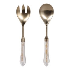 EV23539-01#S/2 11" Knolls Gold Salad Utensil Set In Gift Box