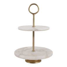 EV23544#14" Sylvania White Quartz 2-tiered Tray