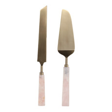 EV23547#S/2 13" Urbana Rose Quartz Cake Utensil Set 