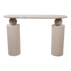 EV23557#47" Sandusky Wood/marble Console Tble, Brwn,kd 2bx