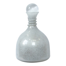 EV23565-01#9" Waite Sm Glass Bottle W/selenite Stopper, White