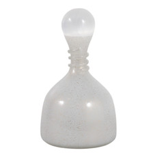 EV23565-01#9" Waite Sm Glass Bottle W/selenite Stopper, White