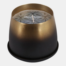 80599-01#5" 14 Oz Vanilla Metal Ombre Saucer Candle, Black/