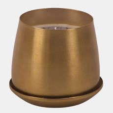 80599-02#5" 14 Oz Canilla Metal Saucer Candle, Gold
