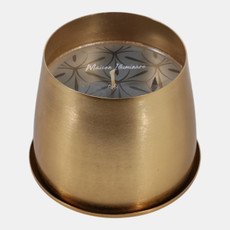 80599-02#5" 14 Oz Canilla Metal Saucer Candle, Gold