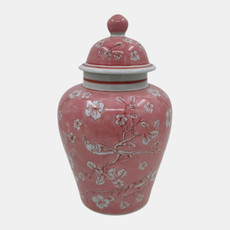 23580-01#14x9" Chinoiserie Temple Jar, Pink/white
