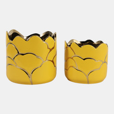 20318-06#S/2 6/7" Clouds Planter,vase, Yellow/gold