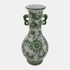 23595-01#8x4" Chinoiserie Bud Vase, Green/white