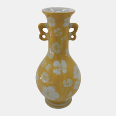 23595-02#8x4" Chinoiserie Bud Vase, Yellow/white