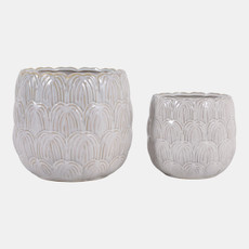23615-01#S/2 6/8" Flower Petal Planters, Ivory