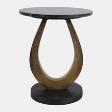 23639#22x18" Curved Base Accent Table, Gold/black Kd