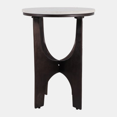 23640#22x16" Modern Metal Base Accent Table, White/bronz