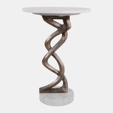 23641#22x16" Swirled Base Accent Table, White/gold Kd