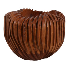 EV23632#Yalan Carved Wood Vase